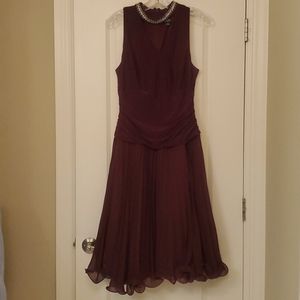 Dark maroon gown